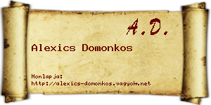 Alexics Domonkos névjegykártya